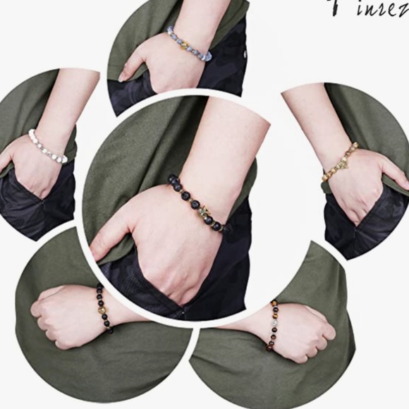 🦉20%off 3+🦉NWT Genuine 8mm Lava Rock Power Gemstone Unisex Bracelet, owl charm - Picture 7 of 7